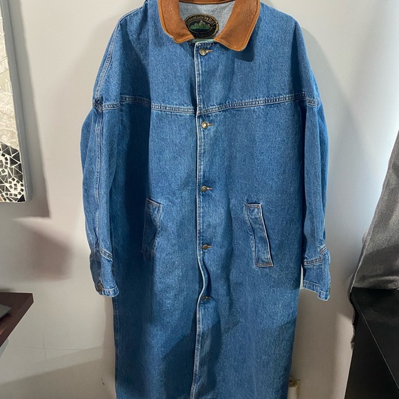 Vintage Essentials by D.S.I Mens collection Full length rugged denim duster coat - Picture 3 of 9